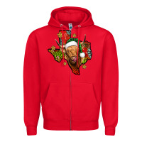 Red christmas texas highland cow Zipper Hoodie - Jasminsmagicworld