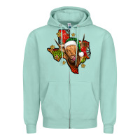 Seafoam christmas texas highland cow Zipper Hoodie - Jasminsmagicworld