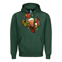 Sports Green christmas texas highland cow Zipper Hoodie - Jasminsmagicworld
