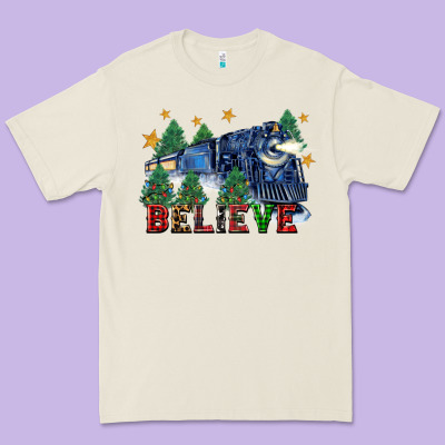 Believe Polar Express Christmas Trees Premium Tee Designed By Fadigitalartstudio