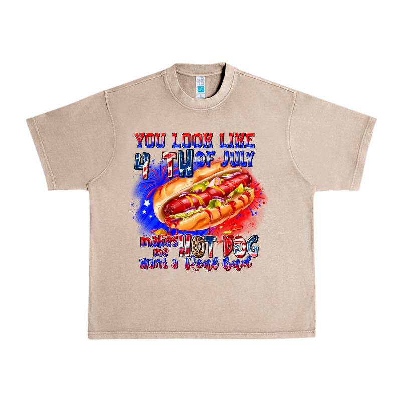 You Look Like 4th Of July Makes Me Hot Dog Want A Urban Heavy Tee by CowhideDigitalArt | Teevron