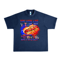 Navy You Look Like 4th of july makes me hot dog want a Urban Heavy Tee - CowhideDigitalArt