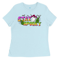 Baby Blue Stay Spooky Ladies Tee - CowhideDigitalArt