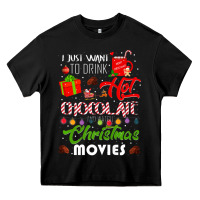 Black i just want to drink hot chocolate watch christmas movies premium Heavy Core Tee - baoMotion