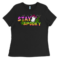 Black Stay Spooky Ladies Tee - CowhideDigitalArt