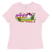 Bubblegum Pink Stay Spooky Ladies Tee - CowhideDigitalArt