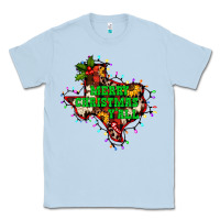 Dusty Blue merry Christmas y'all Texas map Classic Tee - BarkalooDesign