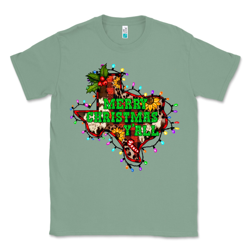 Merry Christmas Y'all Texas Map Classic Tee by BarkalooDesign | Teevron