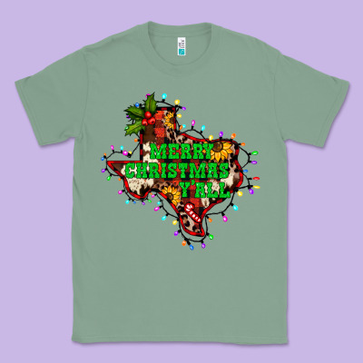 Merry Christmas Y'all Texas Map Classic Tee Designed By Barkaloodesign