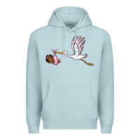 Blue Mist stork with black baby girl Premium Hoodie - BarkalooDesign