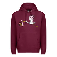 Burgundy stork with black baby girl Premium Hoodie - BarkalooDesign