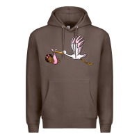 Coffee stork with black baby girl Premium Hoodie - BarkalooDesign