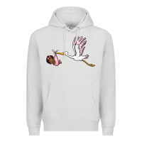 Dove Grey stork with black baby girl Premium Hoodie - BarkalooDesign