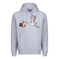 Heather Grey stork with black baby girl Premium Hoodie - BarkalooDesign