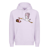 Lilac stork with black baby girl Premium Hoodie - BarkalooDesign