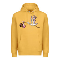 Mustard stork with black baby girl Premium Hoodie - BarkalooDesign