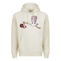 Oatmeal Heather stork with black baby girl Premium Hoodie - BarkalooDesign