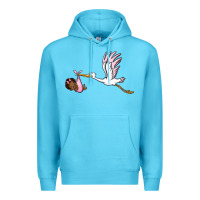 Ocean Blue stork with black baby girl Premium Hoodie - BarkalooDesign