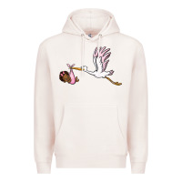 Pale Pink stork with black baby girl Premium Hoodie - BarkalooDesign