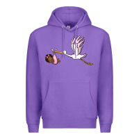 Purple stork with black baby girl Premium Hoodie - BarkalooDesign