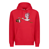 Red stork with black baby girl Premium Hoodie - BarkalooDesign