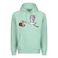Seafoam stork with black baby girl Premium Hoodie - BarkalooDesign