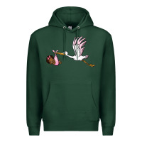 Sports Green stork with black baby girl Premium Hoodie - BarkalooDesign