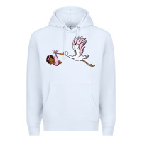 White stork with black baby girl Premium Hoodie - BarkalooDesign