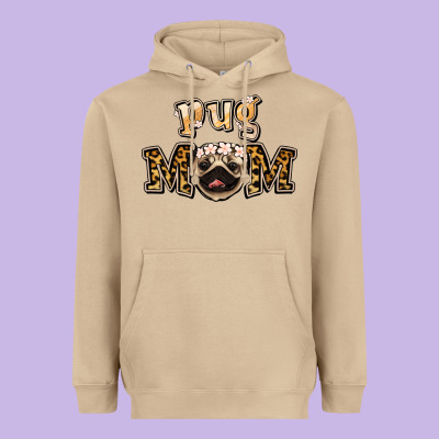 Pug Mom Heavyweight Hoodie Designed By Jasminsmagicworld