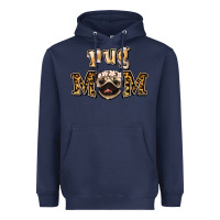 Navy Pug Mom Heavyweight Hoodie - Jasminsmagicworld