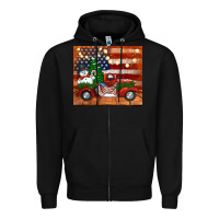 Black christmas truck with american flag Zipper Hoodie - Jasminsmagicworld