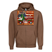 Chestnut christmas truck with american flag Zipper Hoodie - Jasminsmagicworld