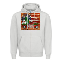 Dove Grey christmas truck with american flag Zipper Hoodie - Jasminsmagicworld