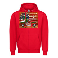 Red christmas truck with american flag Zipper Hoodie - Jasminsmagicworld