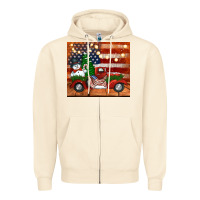 Sandshell christmas truck with american flag Zipper Hoodie - Jasminsmagicworld