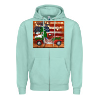 Seafoam christmas truck with american flag Zipper Hoodie - Jasminsmagicworld