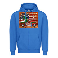 True Royal christmas truck with american flag Zipper Hoodie - Jasminsmagicworld