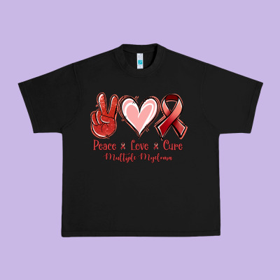Peace Love Cure Multiple Myeloma Cancer Urban Heavy Tee Designed By Jasminsmagicworld
