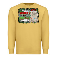 Antique Gold merry and bright pomeranian Premium Sweatshirt - RanaPortraitStore