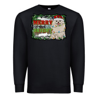 Black merry and bright pomeranian Premium Sweatshirt - RanaPortraitStore