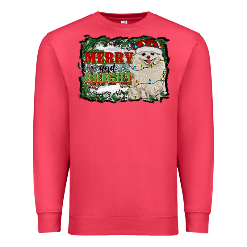 Merry And Bright Pomeranian Premium Sweatshirt by RanaPortraitStore | Teevron