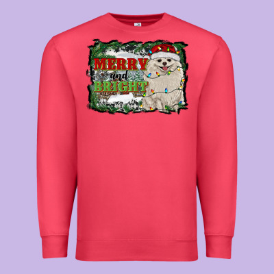 Merry And Bright Pomeranian Premium Sweatshirt Designed By Ranaportraitstore