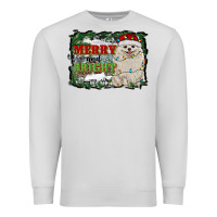 Dove Grey merry and bright pomeranian Premium Sweatshirt - RanaPortraitStore