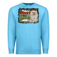 Ocean Blue merry and bright pomeranian Premium Sweatshirt - RanaPortraitStore