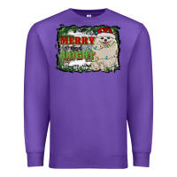 Purple merry and bright pomeranian Premium Sweatshirt - RanaPortraitStore