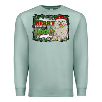 Seafoam merry and bright pomeranian Premium Sweatshirt - RanaPortraitStore