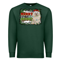Sports Green merry and bright pomeranian Premium Sweatshirt - RanaPortraitStore