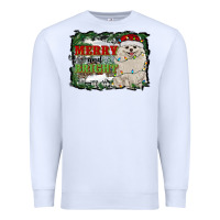 White merry and bright pomeranian Premium Sweatshirt - RanaPortraitStore