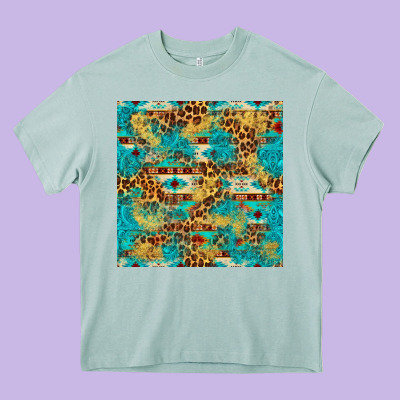 Western Aztec Leopard Glitter Seamless Pattern Heavy Core Tee Designed By Fadigitalartstudio
