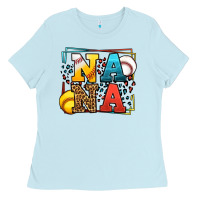 Baby Blue Baseball and Softball nana Ladies Tee - LillyAllenDesigns